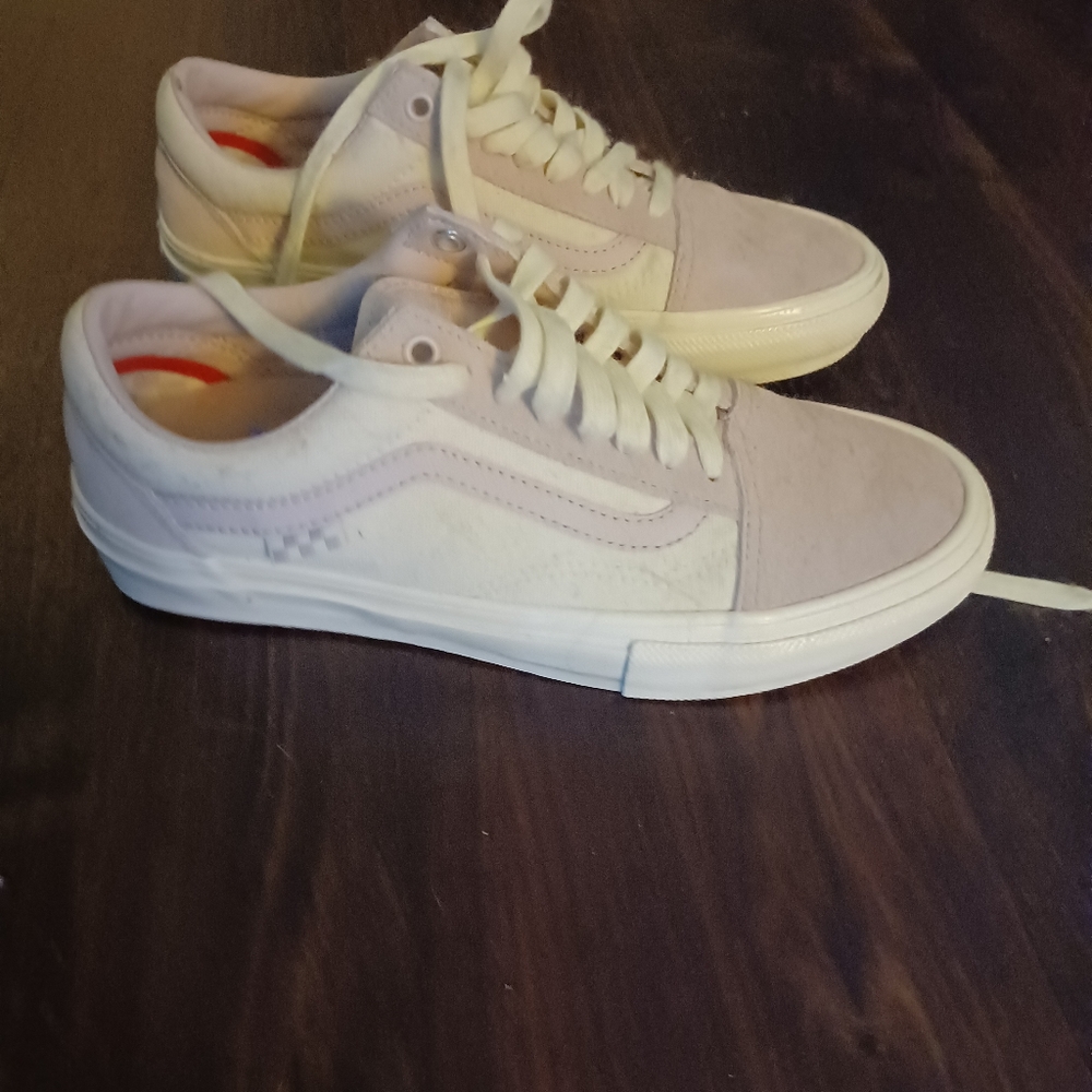 Vans, 8.5, lavender and white